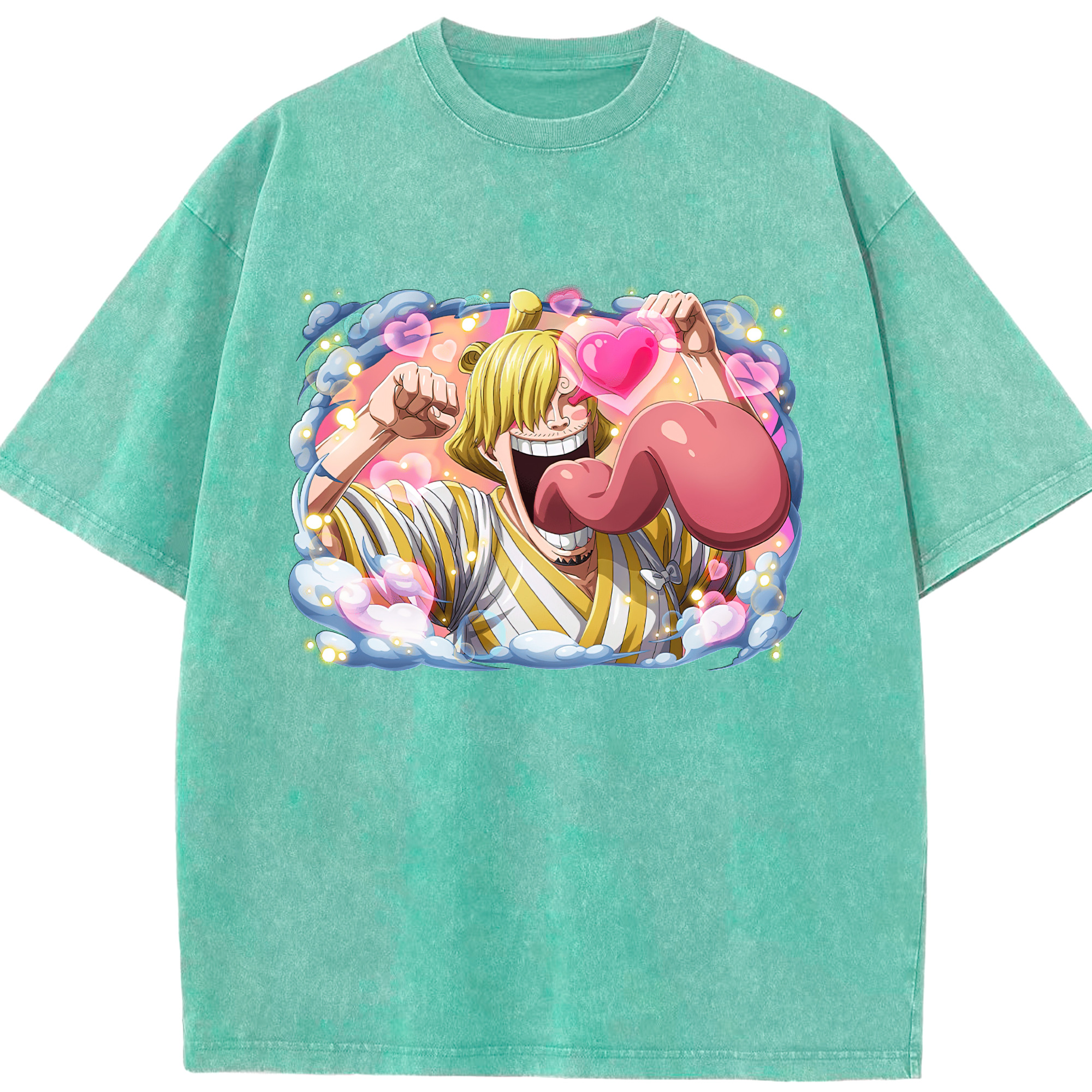 （画像用） ワンピース サンジ ONE PIECE Sanji 綿100% ヴィンテージ風 半袖Tシャツ（フロントプリント）